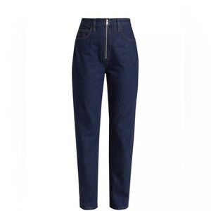Frame Denim Le High and Tight Straight Leg Jeans with exposed zipper detail.
